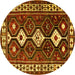 Round Machine Washable Persian Yellow Traditional Rug, wshtr2555yw