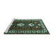 Sideview of Machine Washable Persian Turquoise Traditional Area Rugs, wshtr2555turq