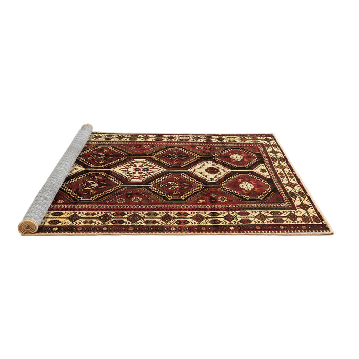 Sideview of Machine Washable Persian Brown Traditional Rug, wshtr2555brn