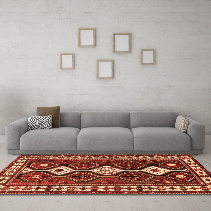 Machine Washable Persian Orange Traditional Area Rugs in a Living Room, wshtr2555org