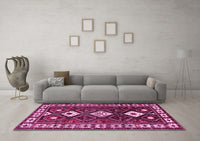 Machine Washable Persian Pink Traditional Rug, wshtr2555pnk