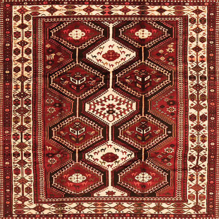 Round Machine Washable Persian Orange Traditional Area Rugs, wshtr2555org