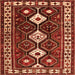 Round Machine Washable Persian Orange Traditional Area Rugs, wshtr2555org