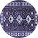 Round Machine Washable Persian Blue Traditional Rug, wshtr2555blu