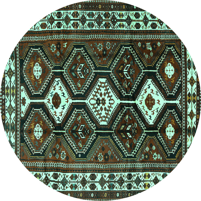 Round Persian Turquoise Traditional Rug, tr2555turq