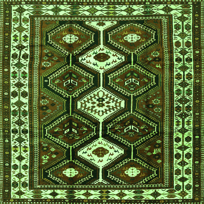 Round Machine Washable Persian Green Traditional Area Rugs, wshtr2555grn