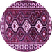 Round Machine Washable Persian Purple Traditional Area Rugs, wshtr2555pur