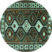 Round Machine Washable Persian Turquoise Traditional Area Rugs, wshtr2555turq