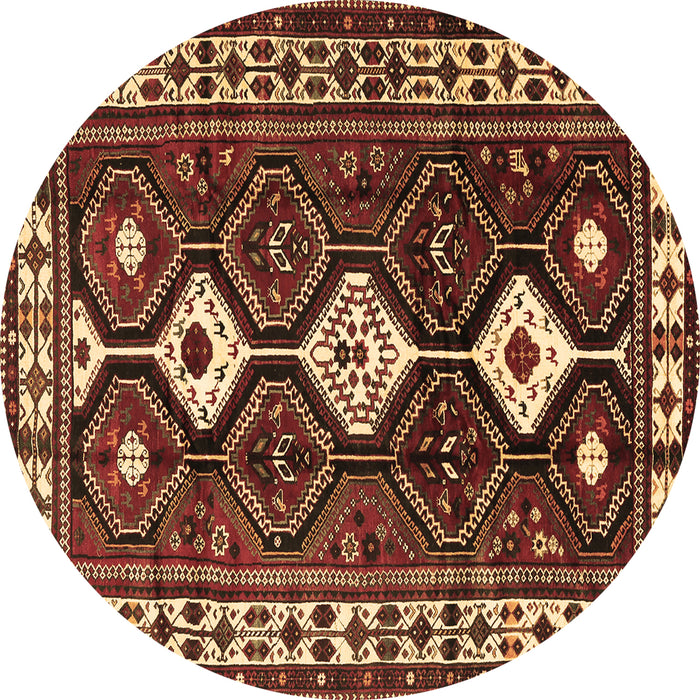 Round Machine Washable Persian Brown Traditional Rug, wshtr2555brn