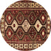 Round Machine Washable Persian Brown Traditional Rug, wshtr2555brn