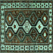 Square Machine Washable Persian Turquoise Traditional Area Rugs, wshtr2555turq