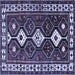 Square Machine Washable Persian Blue Traditional Rug, wshtr2555blu