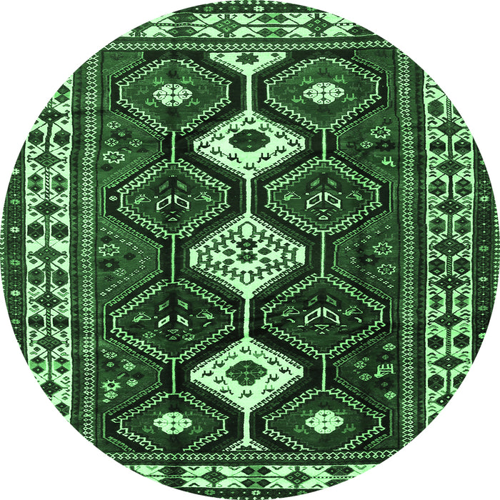 Round Persian Emerald Green Traditional Rug, tr2555emgrn
