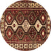 Round Persian Brown Traditional Rug, tr2555brn