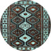 Round Machine Washable Persian Light Blue Traditional Rug, wshtr2555lblu