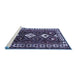 Sideview of Machine Washable Persian Blue Traditional Rug, wshtr2555blu