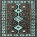 Square Machine Washable Persian Light Blue Traditional Rug, wshtr2555lblu