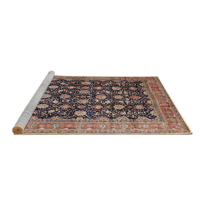 Sideview of Machine Washable Traditional Bakers Brown Rug, wshtr2556