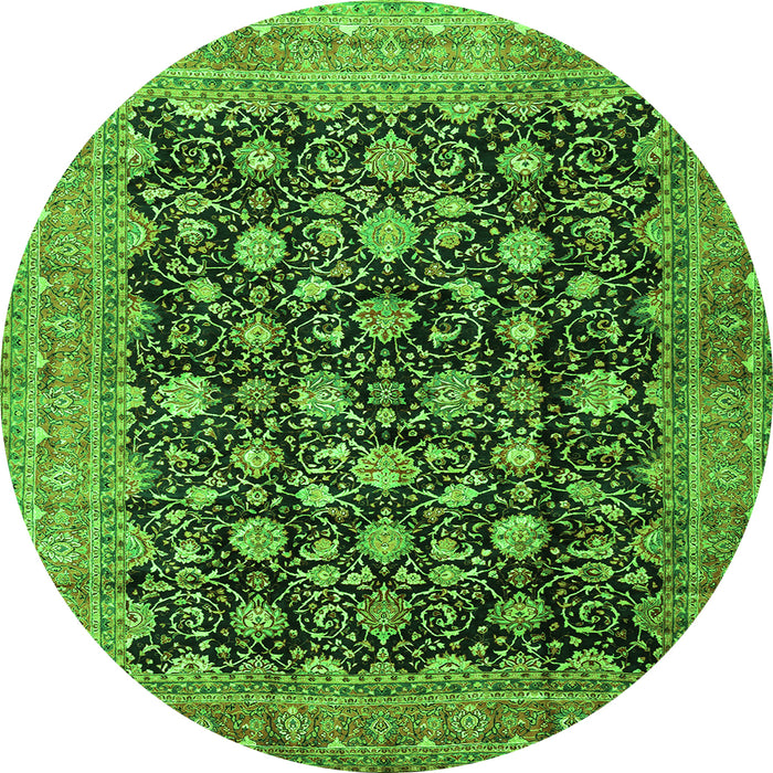 Square Persian Green Traditional Rug, tr2556grn