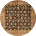 Round Machine Washable Persian Brown Traditional Rug, wshtr2556brn