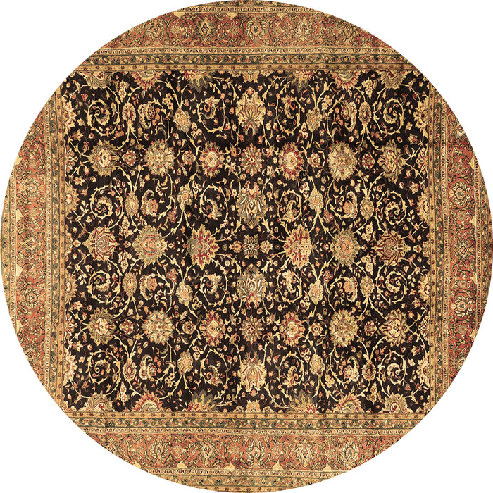 Round Persian Brown Traditional Rug, tr2556brn