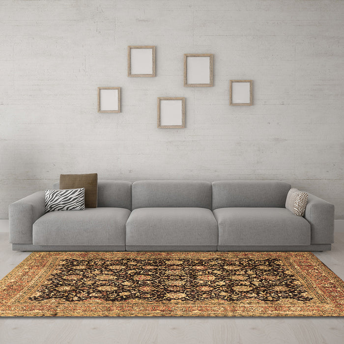 Machine Washable Persian Brown Traditional Rug in a Living Room,, wshtr2556brn