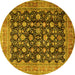 Round Machine Washable Persian Yellow Traditional Rug, wshtr2556yw