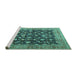 Sideview of Machine Washable Persian Turquoise Traditional Area Rugs, wshtr2556turq