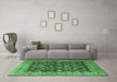 Machine Washable Persian Emerald Green Traditional Area Rugs in a Living Room,, wshtr2556emgrn