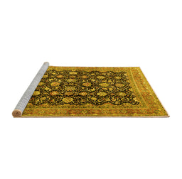 Sideview of Machine Washable Persian Yellow Traditional Rug, wshtr2556yw