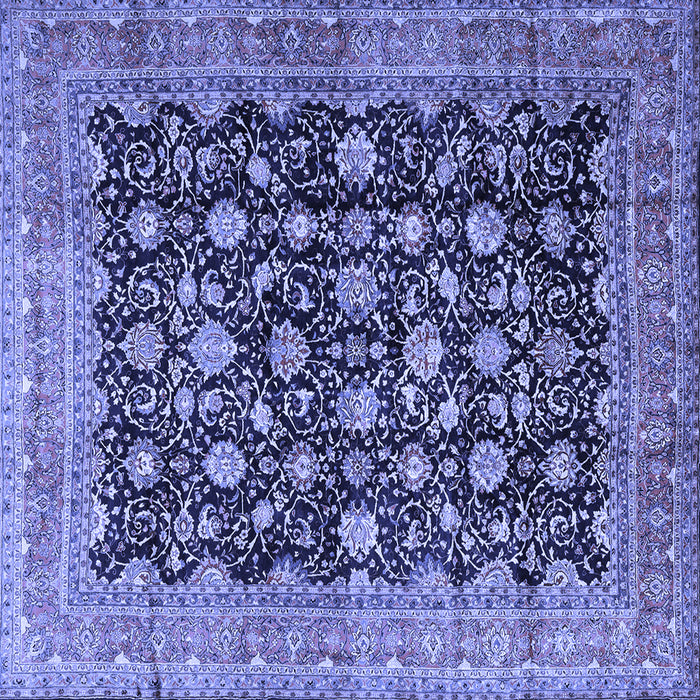 Square Machine Washable Persian Blue Traditional Rug, wshtr2556blu