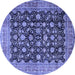 Round Machine Washable Persian Blue Traditional Rug, wshtr2556blu