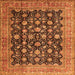 Round Machine Washable Persian Orange Traditional Area Rugs, wshtr2556org