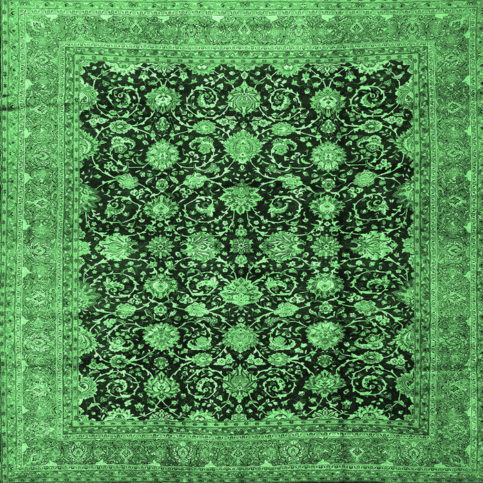 Square Persian Emerald Green Traditional Rug, tr2556emgrn