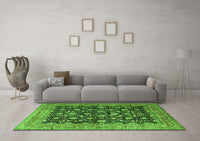 Machine Washable Persian Green Traditional Rug, wshtr2556grn