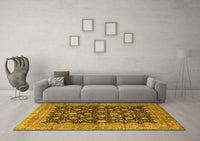 Machine Washable Persian Yellow Traditional Rug, wshtr2556yw