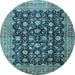 Round Machine Washable Persian Light Blue Traditional Rug, wshtr2556lblu