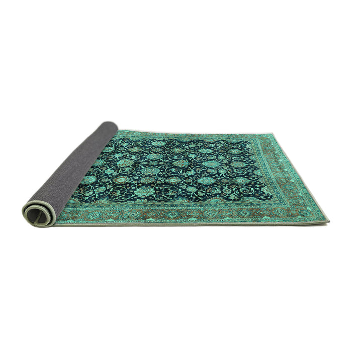 Sideview of Persian Turquoise Traditional Rug, tr2556turq