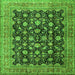 Round Machine Washable Persian Green Traditional Area Rugs, wshtr2556grn