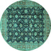 Round Machine Washable Persian Turquoise Traditional Area Rugs, wshtr2556turq