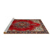 Sideview of Machine Washable Traditional Dark Gold Brown Rug, wshtr2557