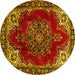 Round Medallion Yellow Traditional Rug, tr2557yw