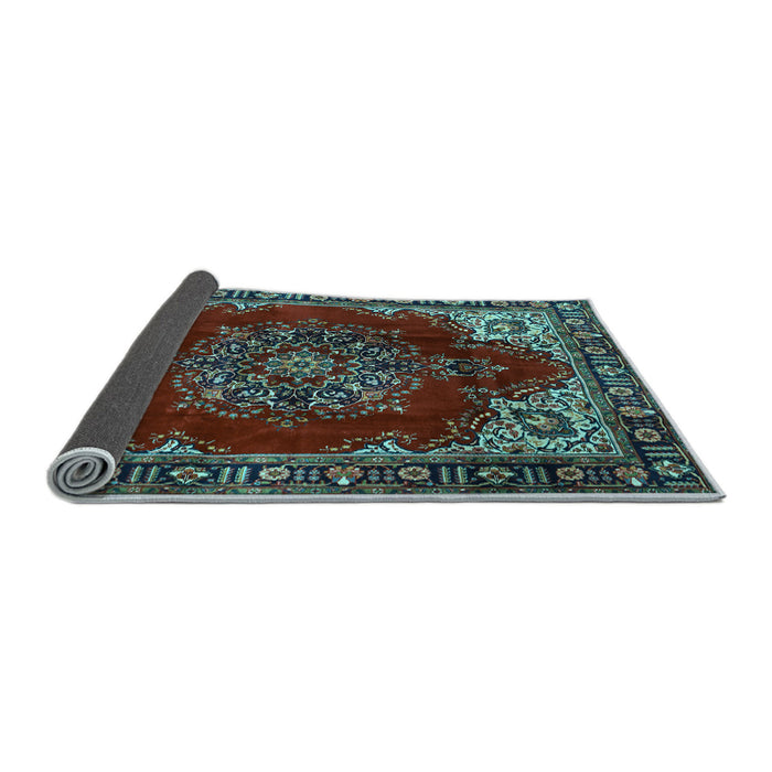Sideview of Medallion Light Blue Traditional Rug, tr2557lblu