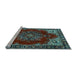 Sideview of Machine Washable Medallion Light Blue Traditional Rug, wshtr2557lblu