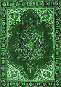 Medallion Emerald Green Traditional Rug, tr2557emgrn