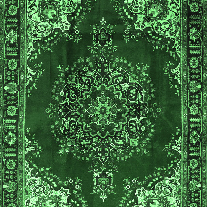 Medallion Emerald Green Traditional Rug, tr2557emgrn
