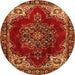 Machine Washable Medallion Orange Traditional Area Rugs, wshtr2557org