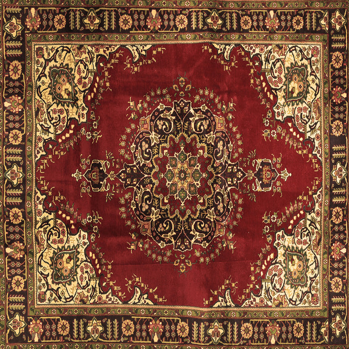 Square Machine Washable Medallion Brown Traditional Rug, wshtr2557brn