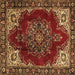 Square Machine Washable Medallion Brown Traditional Rug, wshtr2557brn