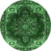 Round Medallion Emerald Green Traditional Rug, tr2557emgrn